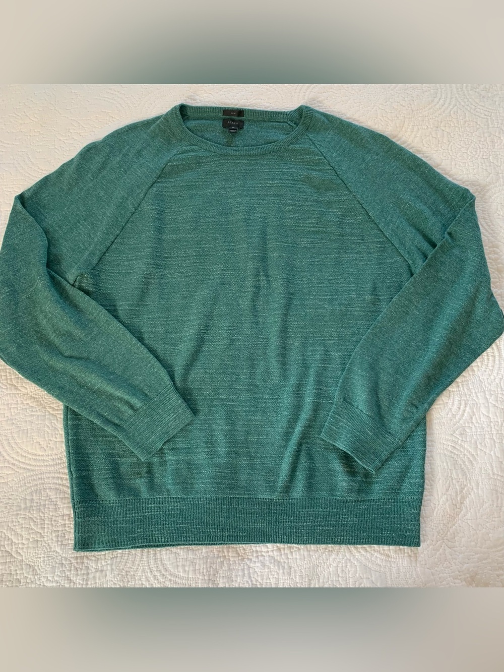 J. Crew Mens French Terry Sweatshirt Cotton Crewneck Long Sleeve Green XL Slim